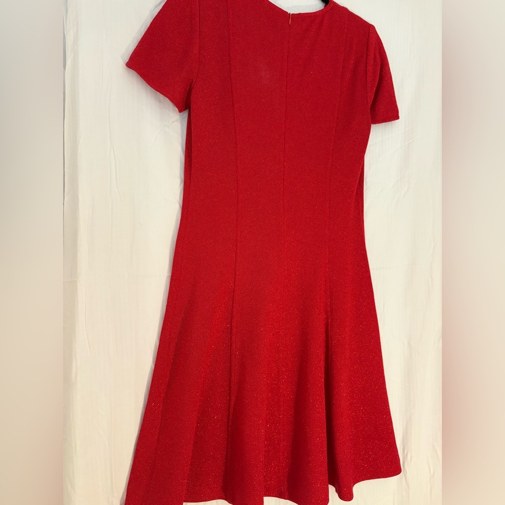 St. John Collection Venetian Red Knit Fit & Flare Dress – Size 6 (NWT)